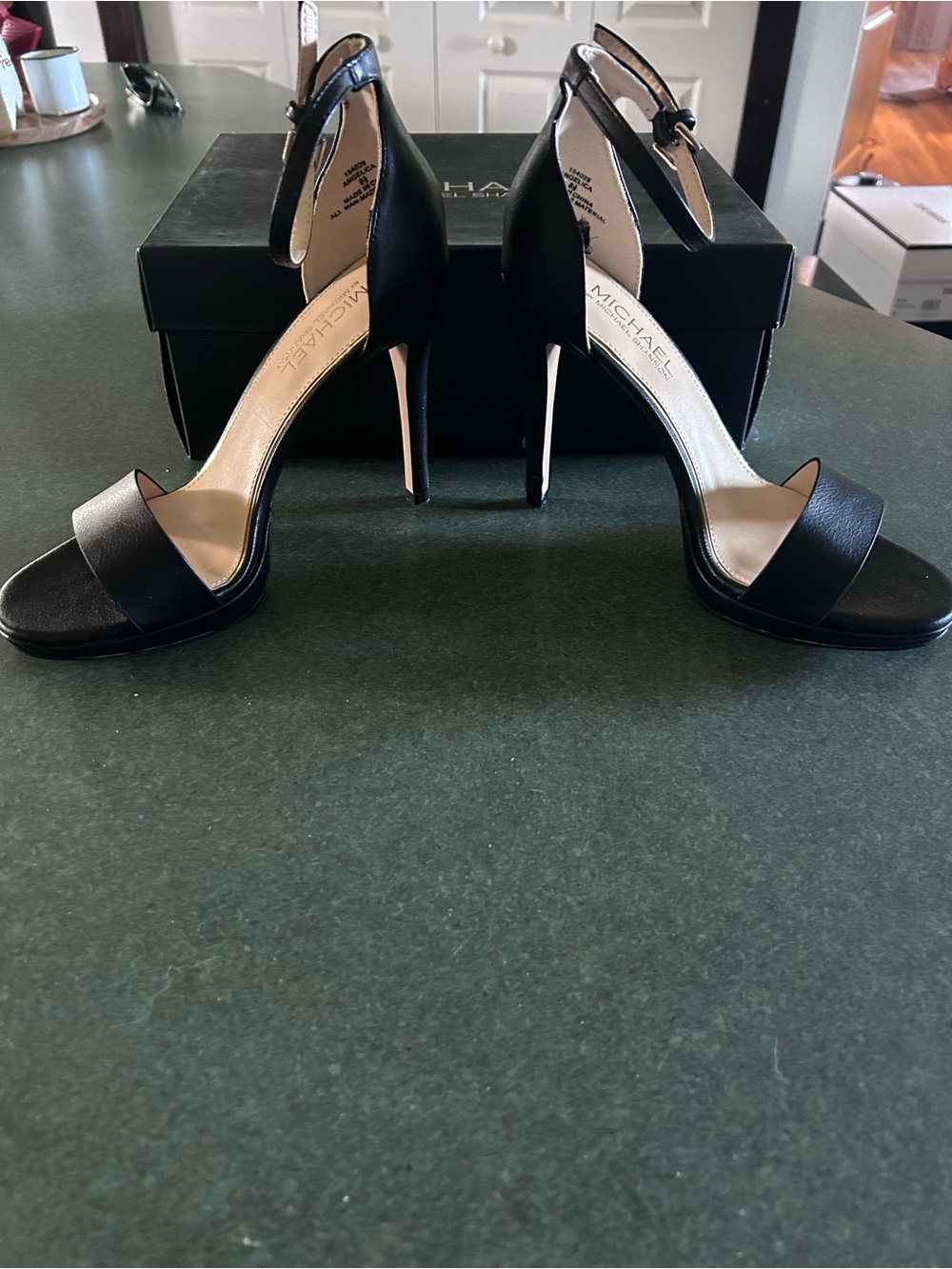 Michael Shannon Black Open-Toe Ankle-Strap Stiletto Heels